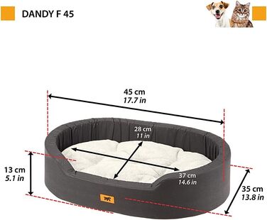 Ліжко для собак Ferplast, м'яке, для маленьких собак та котів, 45 x 35 x 13 см, коричнево-біле, миється, плюш та бавовна