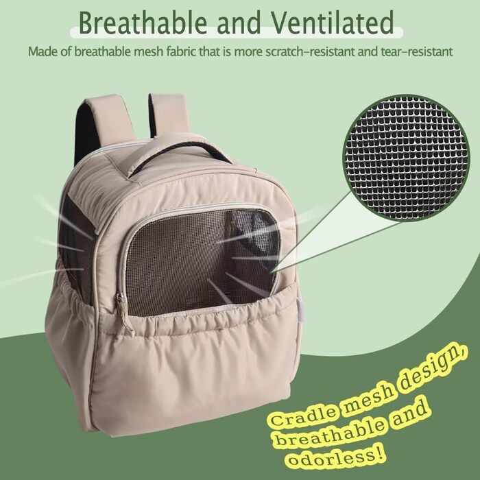 Розширювана переносна коробка для котів – складана переноска для котів та маленьких собак до 6 кг, легка переноска та сумка для собак, дихаюча та компактна переноска, світло-сіра (бежева)