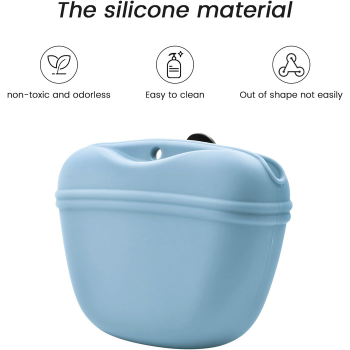 Сумка для корму для собак AUDWUD з силікону, портативний контейнер для тренувань з кліпсою та магнітною застібкою (1 шт, Шiefer)