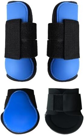 Гетри для коней Merauno® 4 шт. Комплект гетрів для передніх та задніх ніг з жорсткою оболонкою та клямками для жінок та чоловіків. Міцні, еластичні чоботи для сухожиль, класичні (L, синій)