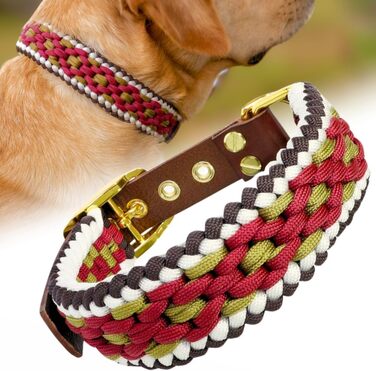 Нашийник для собак Ben&Bruno: широкий, регульований, ручної роботи, міцний, надійний, довговічний, з паракорду, для маленьких, середніх та великих собак, XL, багатокольоровий