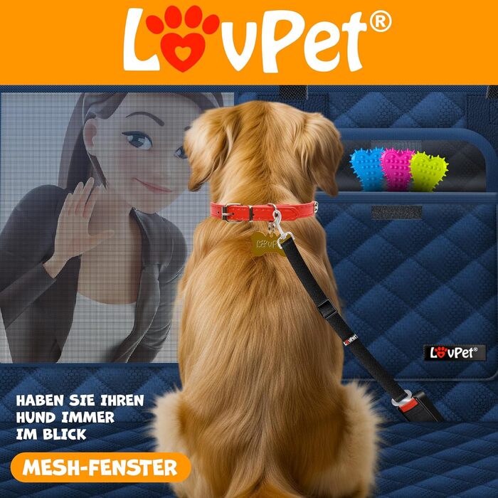 Lovpet® 2в1 водонепроникна автогамак для собак із захистом бортів і вікном, універсальна накидка на заднє сидіння та багажник, темно-синя