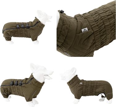 Теплий зимовий одяг для собак, двошаровий жилет, водонепроникний, вітронепроникний, з відбиваючими елементами, для Коргі та Такс, оливковий колір