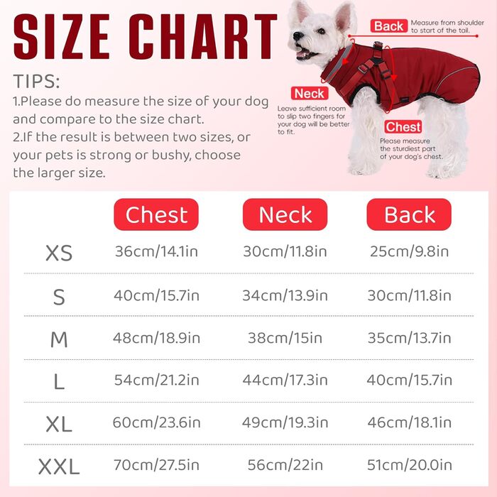 Тепла зимова куртка для собак Poseca: вітро- та водонепроникна, 2-в-1, з жилетом, для цуценят, на блискавці, червона