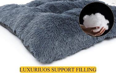М'яке ліжко для собак великих та середніх порід, плюшеве килим для собак, потовщене покриття для собак з неслизьким дном, пухнасте ліжко для домашніх тварин, можна прати та знімає стрес (59x80 см, темно-сіро-блакитний)