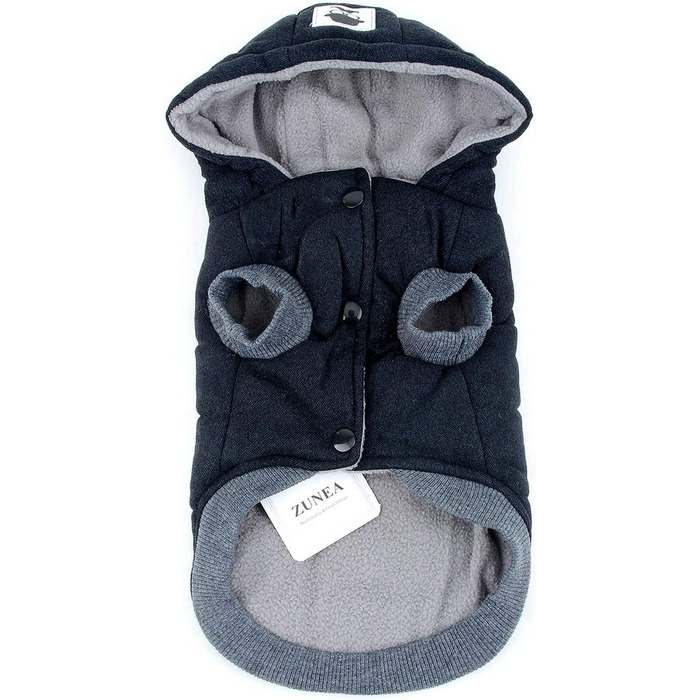 Зунеа - теплий зимовий одяг для собак, чорний, розмір XXL (шия 35см, спина 40см, груди 52см)