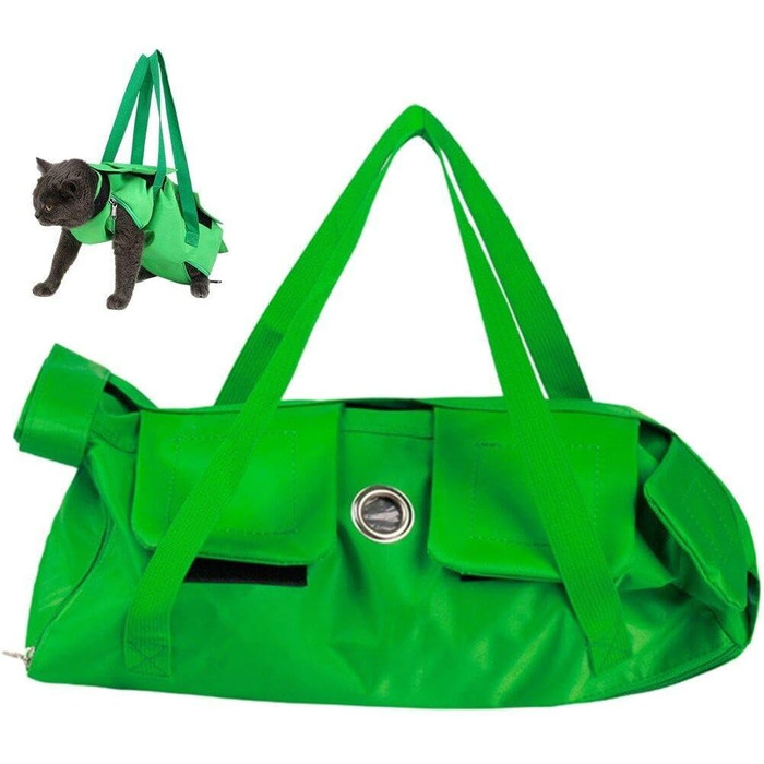 Транслючена сумка-переноска для собак та котів, зелена. Дихаюча, анти-царапин, захист від укусів. Для маленьких та середніх порід.