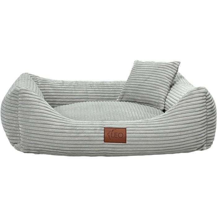 Собаче ліжко Cord знімний чохол, для собак маленьких, середніх та великих порід (Сірий, S 67x52)
