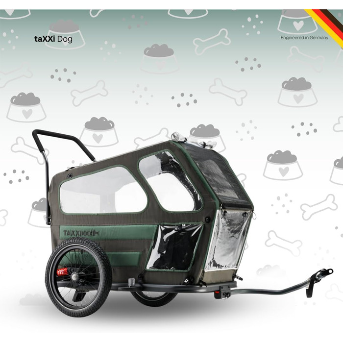Фаркоп для собак TAXXI Dog M – велосипедний причіп для собак до 40 кг – з переднім та заднім входом, сітковими вікнами, відбивачами, з'єднувачем – складний та вологостійкий