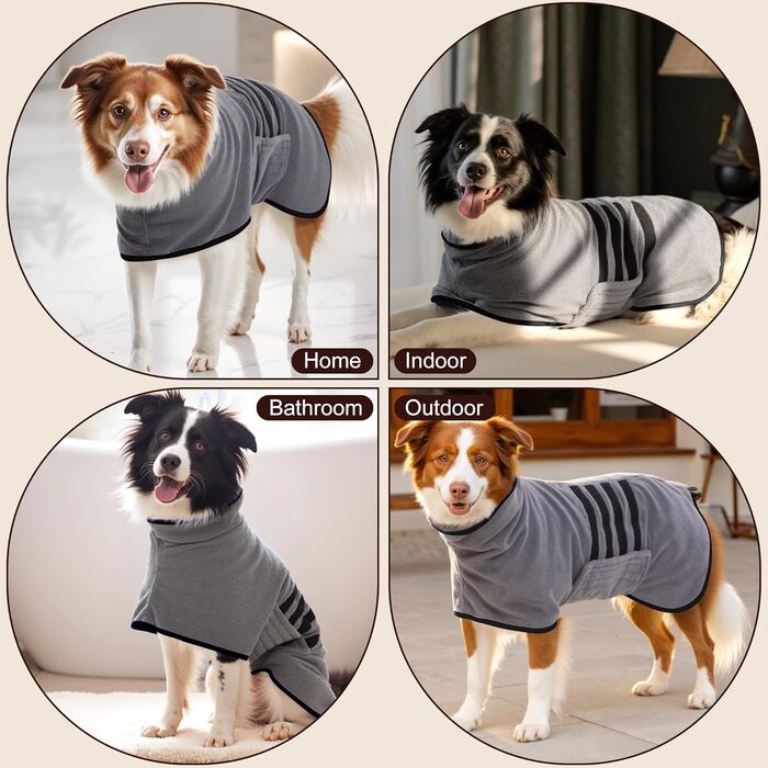 Рушник для собак, мікрофібра, середні та великі породи - сірий, швидко сохне, супер вбираючий, для собак та котів (чорний, XXL) XXL сірий (чорна сторона)