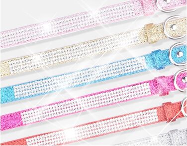 Нашийник для собак Bbmmayy зі стразами, блискучий, з кристалами та діамантами, шкіряний нашийник для маленьких тварин, цуценят (XS, сріблястий)