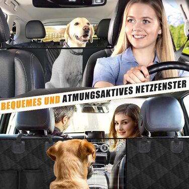 Захист для заднього сидіння автомобіля CaliYo для собак: водовідштовхуючий, стійкий до подряпин, з боковими захистами та оглядовим вікном - універсальний килимок для собак (чорний)
