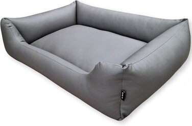 4L Textil Hundebett Mario: Квіткове ліжко для собак з штучної шкіри, 100x70 см, сірий колір