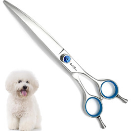 Професійна вигнута ножиця для собак, JP440C з нержавіючої сталі, для грумінгу, стрижки собак, кроликів, котів, обличчя, вух, лап. Ергономічна ручка.
