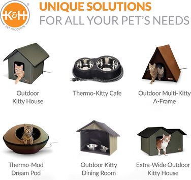 Двоповерховий вуличний котячий будиночок K&H PET PRODUCTS з їдальнею та обігрівом, сірий, 55,9x68,9x68,9 см