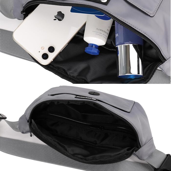 Сумка для собак з відділенням для ласощів та контейнером для відходів, поясна/животна сумка, сіра (нейлон), 12.2 x 12.2 x 5.71 см