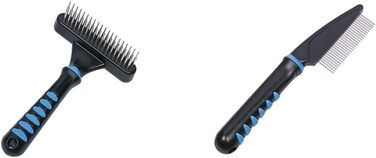 Ноббі Комфорт Лайн: ротаційна щітка для розплутування шерсті (39 зубців) та гребінець для розплутування шерсті з ротаційними зубцями середньої жорсткості (29 зубців)