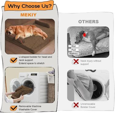 Ортопедичне ліжко для собак середніх порід, водонепроникне, з бортиками, зручне, знімний чохол, 71x53x15 см, колір кава