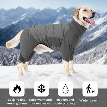 Зимовий одяг для собак: теплий, регульований, для маленьких, середніх та великих собак, для прогулянок та альпінізму, сірий, розмір XL