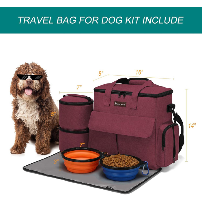 Транспортувальна сумка для тварин, схвалена авіаперевізниками, комплект для подорожей з собакою/кішкою, сумка-органайзер з додатковими кишенями, рожевий колір, розмір 41 x 20 x 36 см