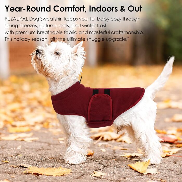 Теплий жилет для собак з флісу - жилетка для собак на зиму, для маленьких та середніх собак, з отвором для повідка, колір бордовий (XXS)