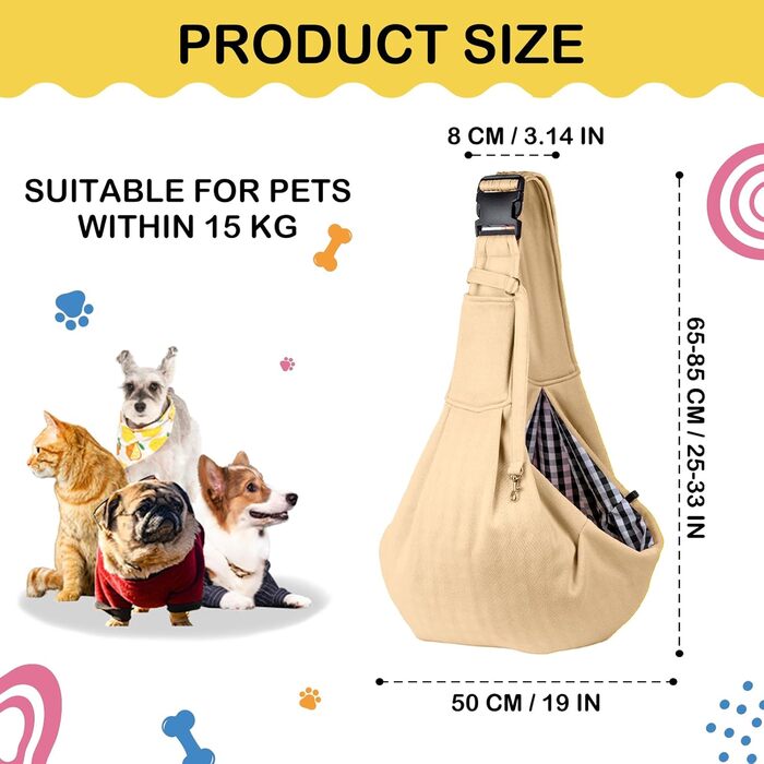 Сумка-переноска для собак Sertay, регульована, реверсивна, для щоденних прогулянок та покупок (Хакі)