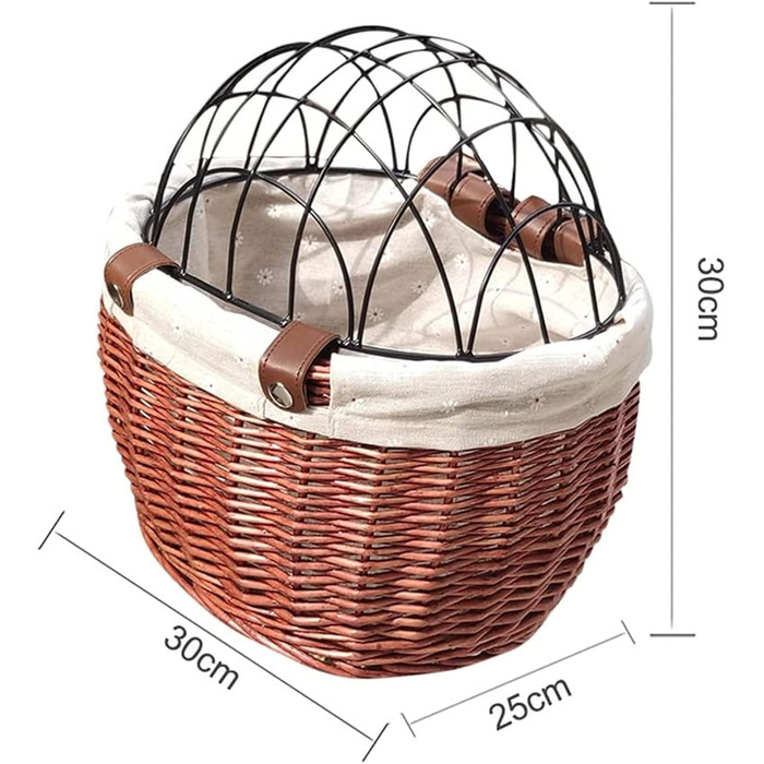 Фарбований плетіний кошик для тварин на велосипед Yeehliny, коричневий, з металевим покриттям, знімний, для собак та котів