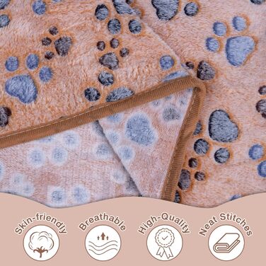 М'яка ковдра для домашніх тварин: собак, котів, цуценят. Легка, тепла, миється. Розмір M, з принтом лапки