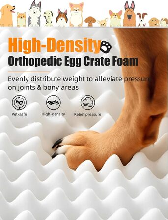 Ортопедичне ліжко для собак Sytopia, великий розмір, 107x76 см, сіре, знімний водонепроникний чохол, неслизьке дно, міцний матрац