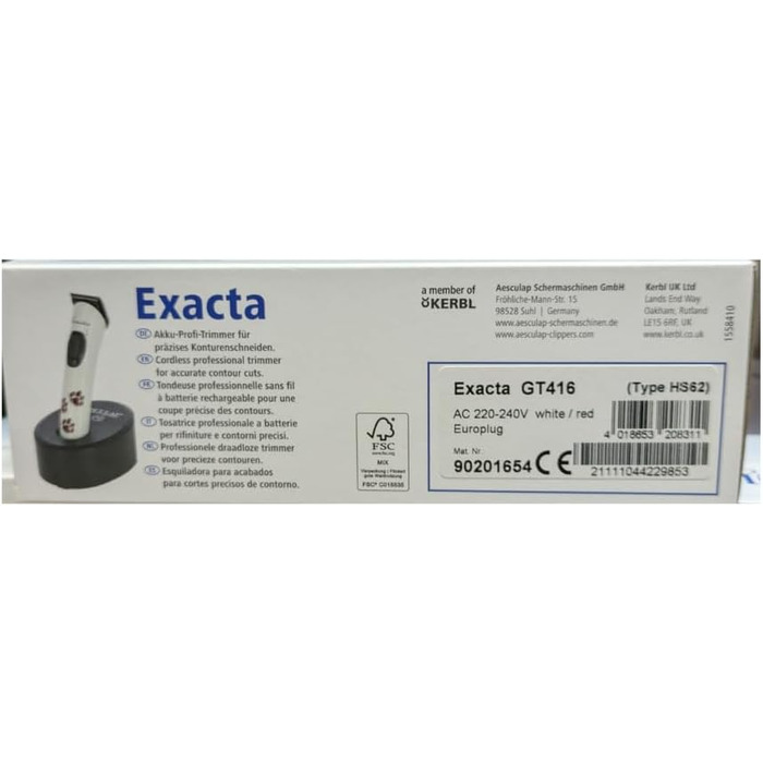 Бездротова машинка для стрижки тварин Aesculap Exacta, нова модель 2019, з потужним Li-Ion акумулятором