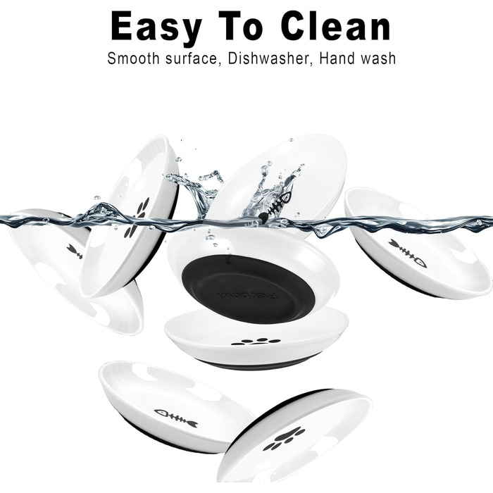 Набір мисок для котів з кераміки (6 шт.), анти-котячі вуса, широкі, протиковзкі, для корму та води