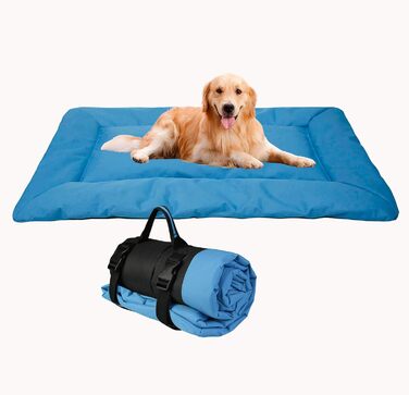 Переносна лежанка для собак та котів, 86x58 см, блакитна. Зручна та тепла, для дому та на вулицю. Легка, складана, миється.