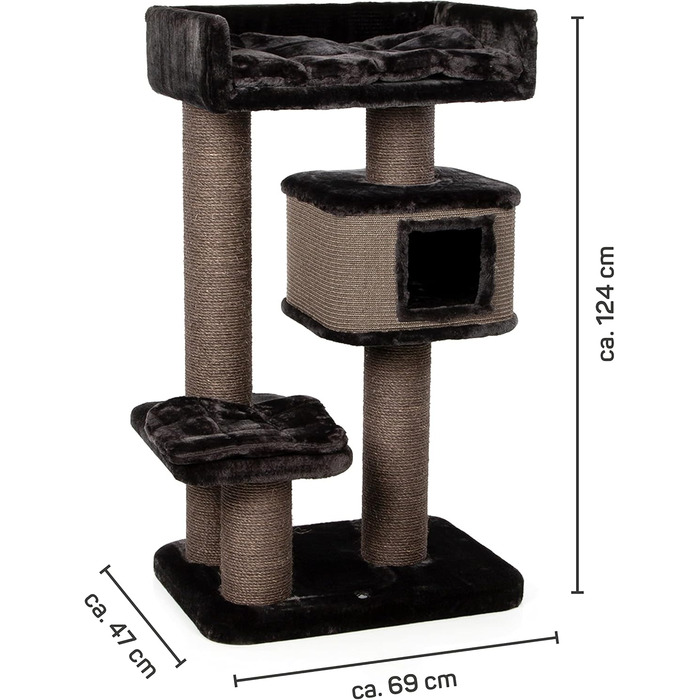 Дряпка для котів Kratzbaum Portland антрацит - велика, з міцними сизалевими стовпчиками, 69x47x124 см