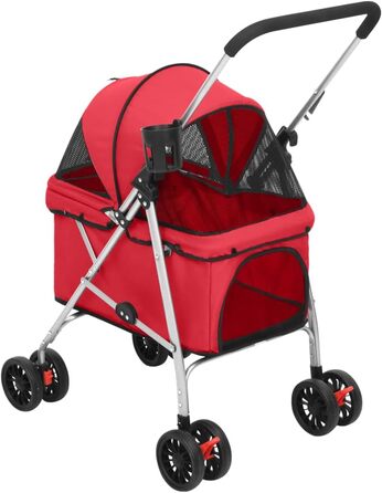 vidaXL Візок для собак складаний 76x50x100 см, оксфорд, червоний