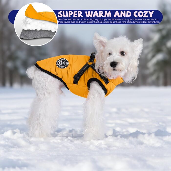 Водонепроникний зимовий одяг для собак: тепла куртка, жилет та манжет для малих, середніх та великих собак. Колір: зелений (L, жовтий)