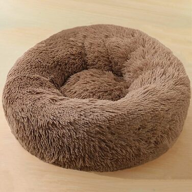 Ортопедична подушка для собак середнього розміру, плюшеве ліжко для собак та котів, кругла, миюча, колір кавовий, 120x120x20 см