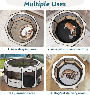Petsfit складаний вольєр для цуценят і котів, водонепроникний, захист від перегризання, сірий, S, 75×68×42 см