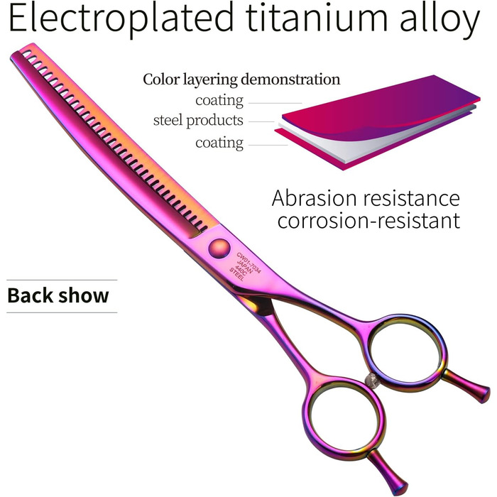 Професійна ножиця для грумінгу собак Fenice Peak, вигнута, 17.8 см, з високоякісних сталевих лез, довговічна, для собак та котів