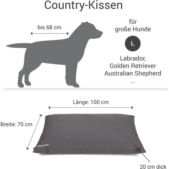Килимок для собак Doctor Bark Country, великий, сірий, для собак великих порід, миючий, м'який, зручний, GreenLabel (Кілтрі-подушка - L, сірий)