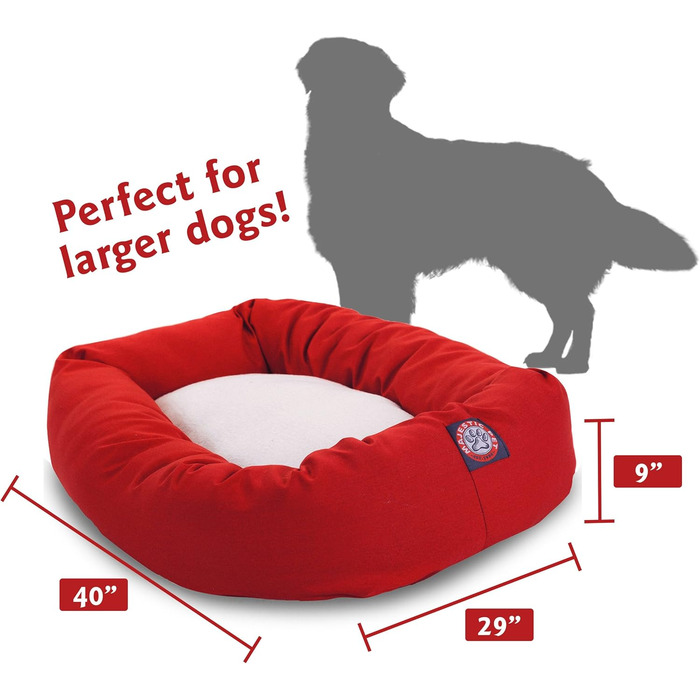 Кругле собаче ліжко Donut з підтримкою шиї, Sherpa, 61 x 45 x 17 см, S, для собак, миється, м'яке, комфортне, з підтримкою шиї, Majestic Pet