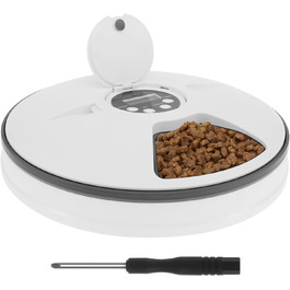 Автоматичний дозатор корму для котів з таймером, 6 порцій, для котів та маленьких собак, акумуляторний, сірий