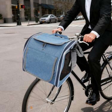 Корзина для собак на велосипед, 36x25x36 см, переноска для тварин, сумка-переноска з сітчастими вікнами, сумка для подорожей для котів та собак