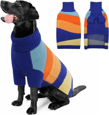 Вовняний пуловер для собак великих порід, теплий ролkragen, блакитний, XXXXL