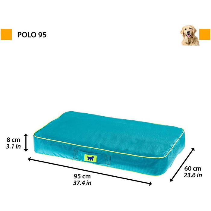 Ортопедичний лежак для собак та котів FERPLAST Polo - блакитний, 80x50x8 см, M, знімний наповнювач, миється, стійкий до подряпин