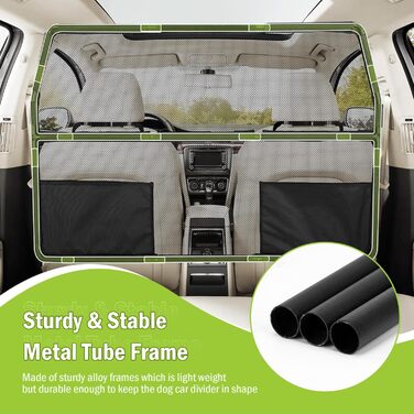 Бар'єр для собак у машину, 142.2 см, для позашляховиків, SUV, легкових авто, захист заднього сидіння, сітка-перегородка, зручна подорож