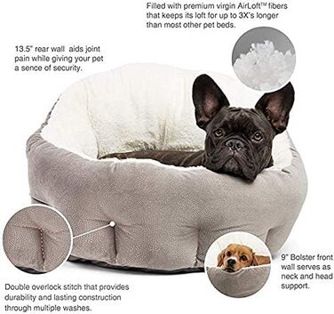 Крісло-ліжко для собак: зручне ліжко-гніздечко з високим бортом, сірого кольору, знімний та пральний чохол