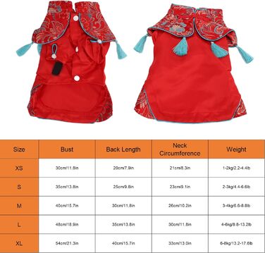 Костюм для собак і котів у стилі чеонгсам: елегантний набір Tang з атласу, м'яка бавовна, для святкування (XS)