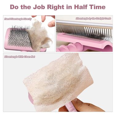 Щітка для собак з довгою шерстю, для котів та собак з короткою шерстю, масажна щітка для догляду за шерстю (Рожева)