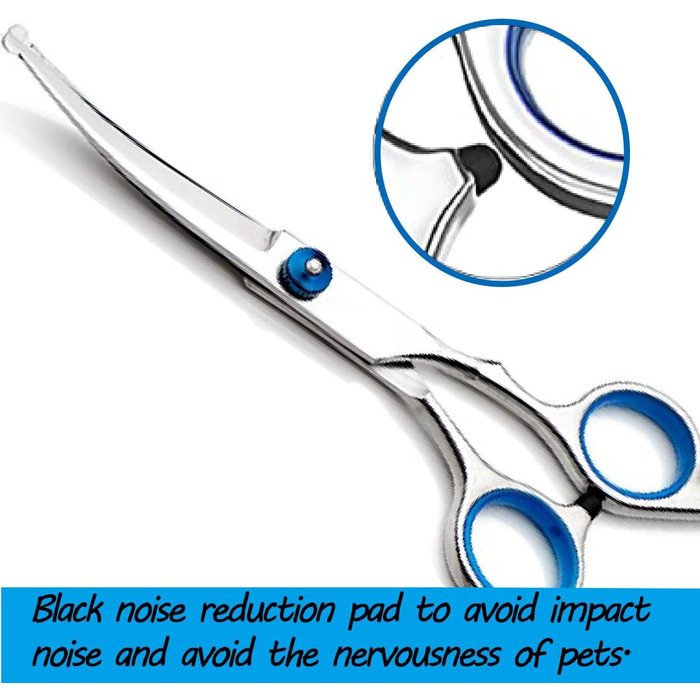 Професійна вигнута фен-ножиця для собак та котів, з безпечними кінцями, з титанової сталі