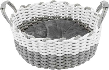 Корзина для тварин Trixie Nabou, плетена, діаметр 45 см, сіра/біла